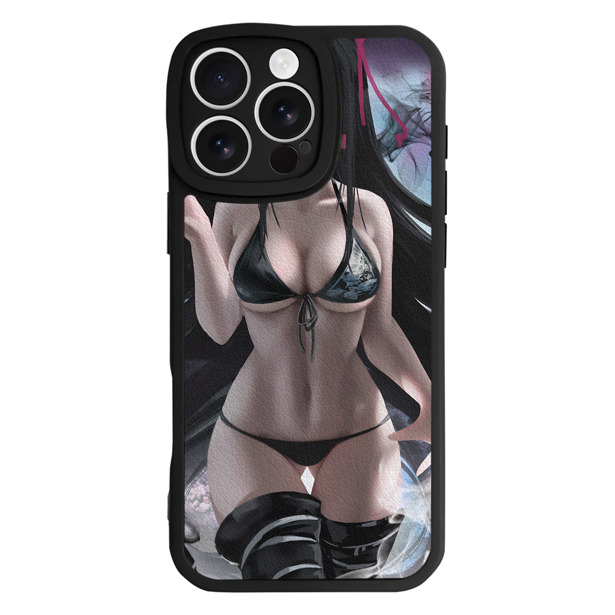 （画像用） 鬼滅の刃（きめつのやいば）竈門 禰󠄀豆子／かまど ねずこ Kamado Nezuko 【iPhone 16シリーズ対応】シリコンスマホケース（レザー調） 材質：シリコン
